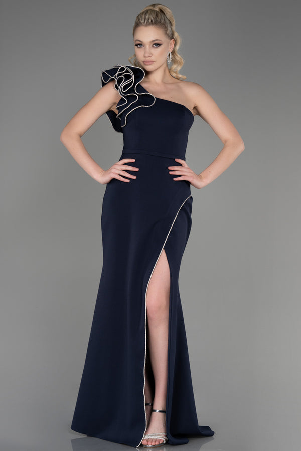 Luma Navy One Shoulder Gown