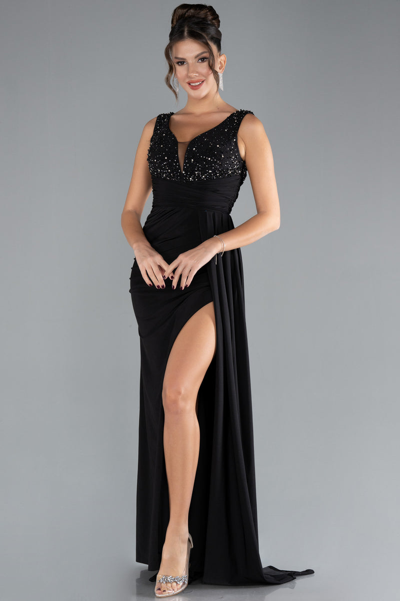 Heather Black Long Evening Gown