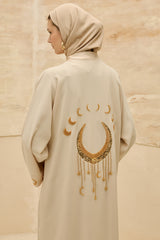 Crescent One Beige Abaya Kimono