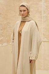 Crescent One Beige Abaya Kimono