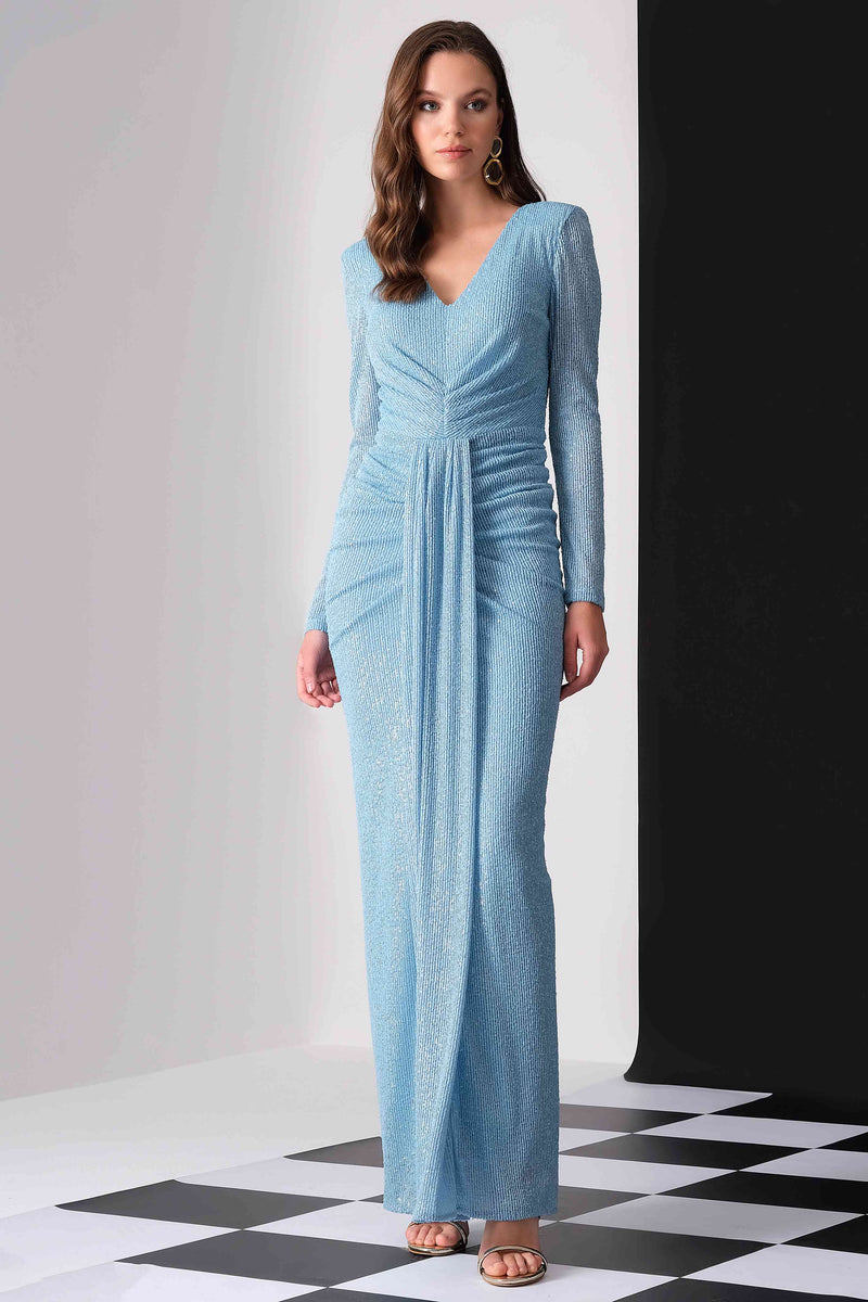 Marisella Light Blue Sequin Maxi Dress