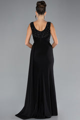 Heather Black Long Evening Gown