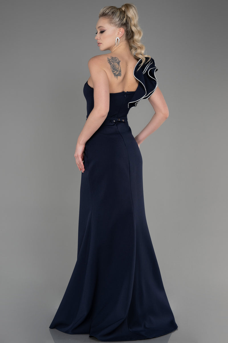 Luma Navy One Shoulder Gown