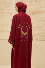 Crescent One Burgundy Abaya Kimono