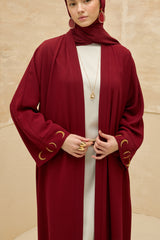 Crescent One Burgundy Abaya Kimono
