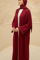 Crescent One Burgundy Abaya Kimono