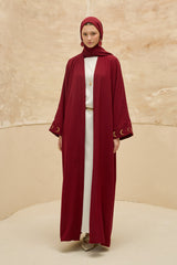 Crescent One Burgundy Abaya Kimono