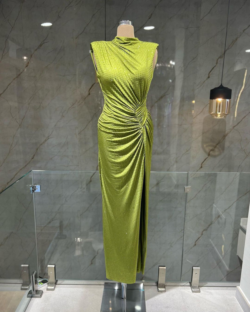 Julia Rhinestone Lime Green Gown