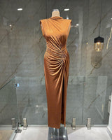 Julia Rhinestone Brown Copper Gown
