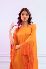 Latifa Fringe Orange Caftan Dress