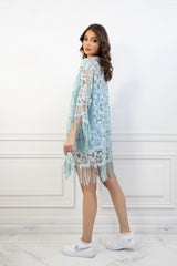Stephanie Fringe Floral Lace Caftan Dress