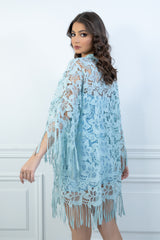Stephanie Fringe Floral Lace Caftan Dress
