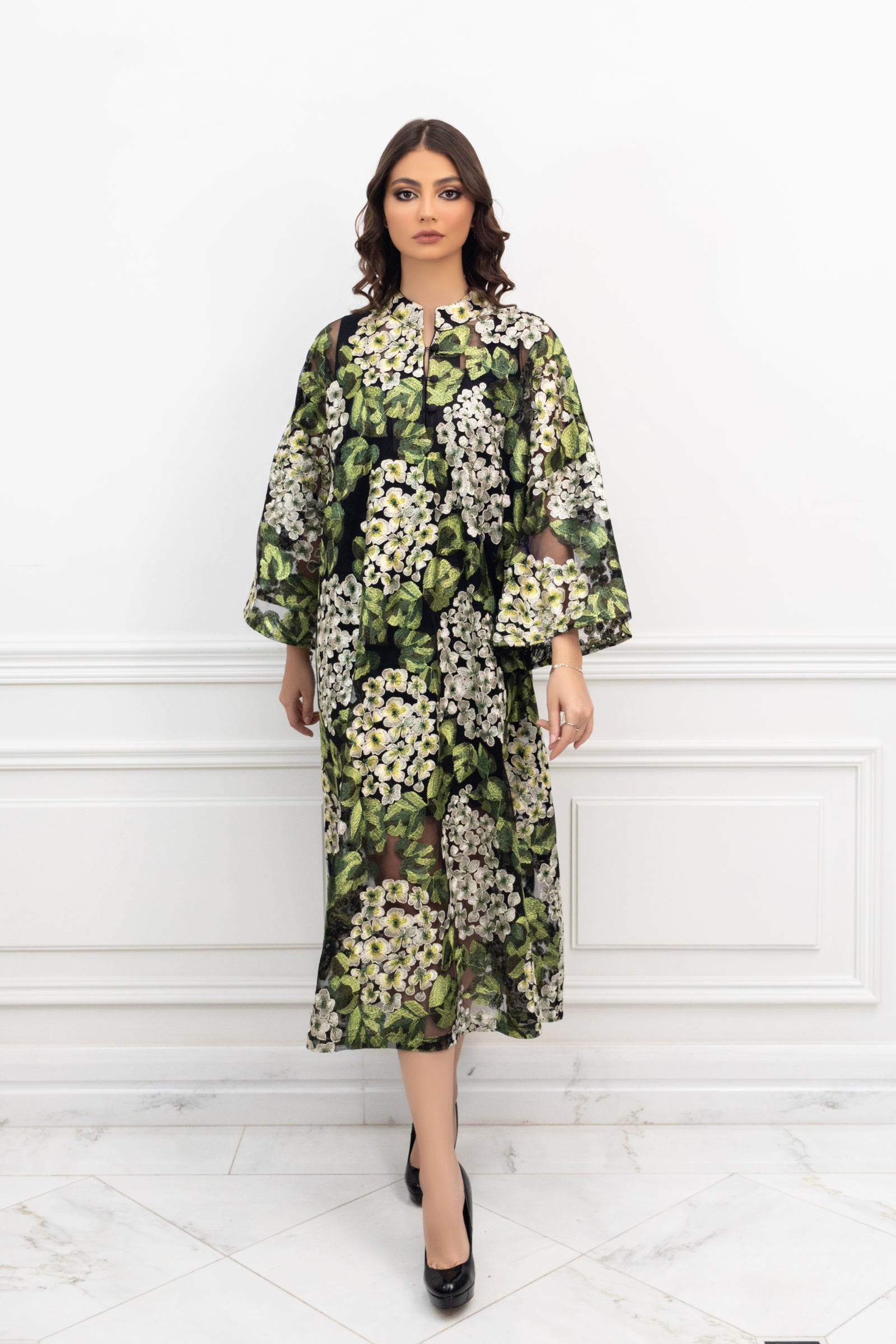 Ethera Green Midi Caftan Dress Ethera Green Midi Caftan Dress