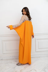 Catherine Crystal Embelished Orange Caftan Dress