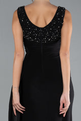 Heather Black Long Evening Gown