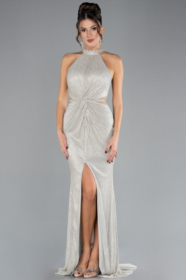 Esma Silver Halter Neck Gown