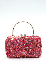 Fuchsia Crushed Stone Clutch