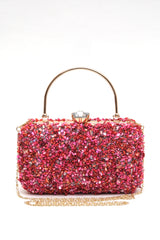 Fuchsia Crushed Stone Clutch