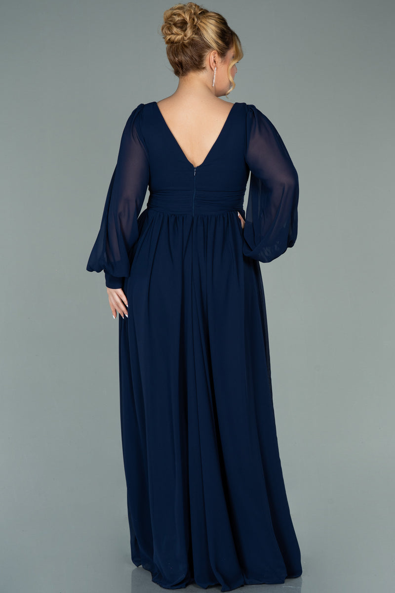 Dakota Navy Blue Long Sleeves Gown