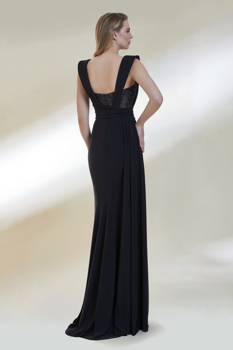 Marlene Embellished Black Corset Gown