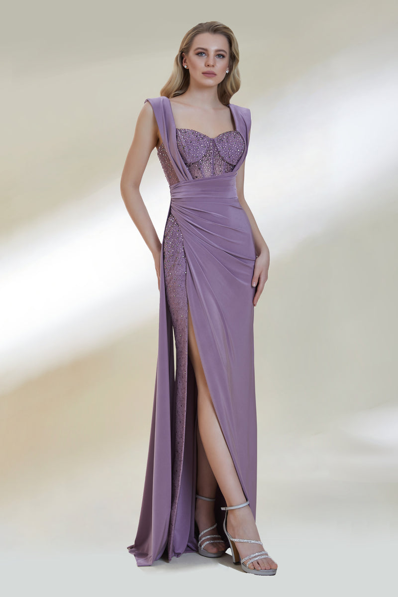 Marlene Embellished Lilac Corset Gown