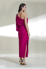 Leona Fuchsia One Long Sleeve Midi Dress