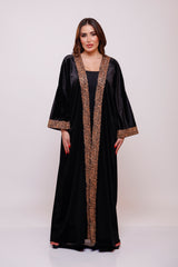 Abeer Arabic Calligraphy Black Velvet Abaya