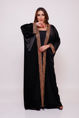 Abeer Arabic Calligraphy Black Velvet Abaya