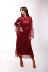 Dua Burgundy Caftan Dress (multiple lengths)