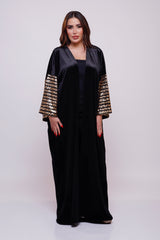 Kayan Black Velvet Gold Sequin Abaya