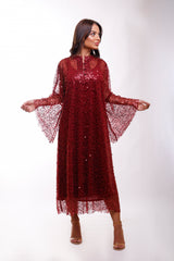 Dua Burgundy Caftan Dress (multiple lengths)