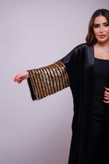 Kayan Black Velvet Gold Sequin Abaya