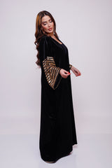 Kayan Black Velvet Gold Sequin Abaya