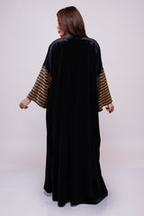 Kayan Black Velvet Gold Sequin Abaya