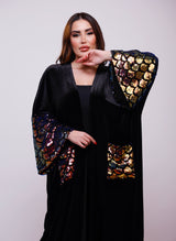 Nadine Velvet Sequin Abaya Kimono