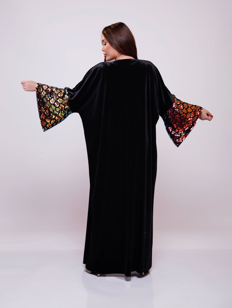 Nadine Velvet Sequin Abaya Kimono