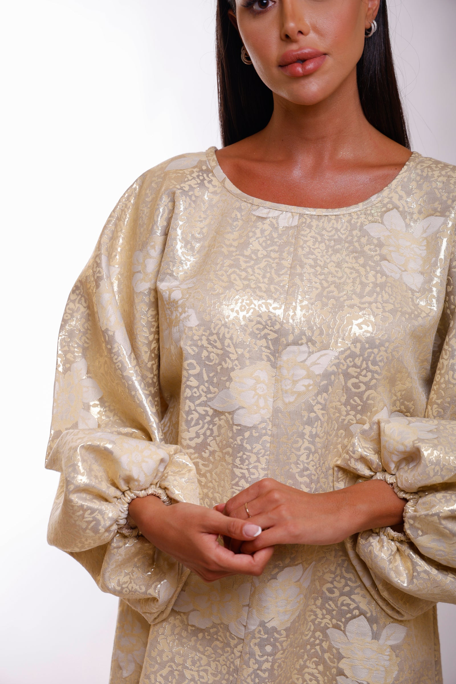 green emerald velvet dress Addison Gold Glossy Mini Puff Sleeves Dress Balloon Sleeves – unmatchedbyu