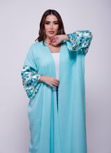 Nala Turquoise Blue Linen Abaya Kimono