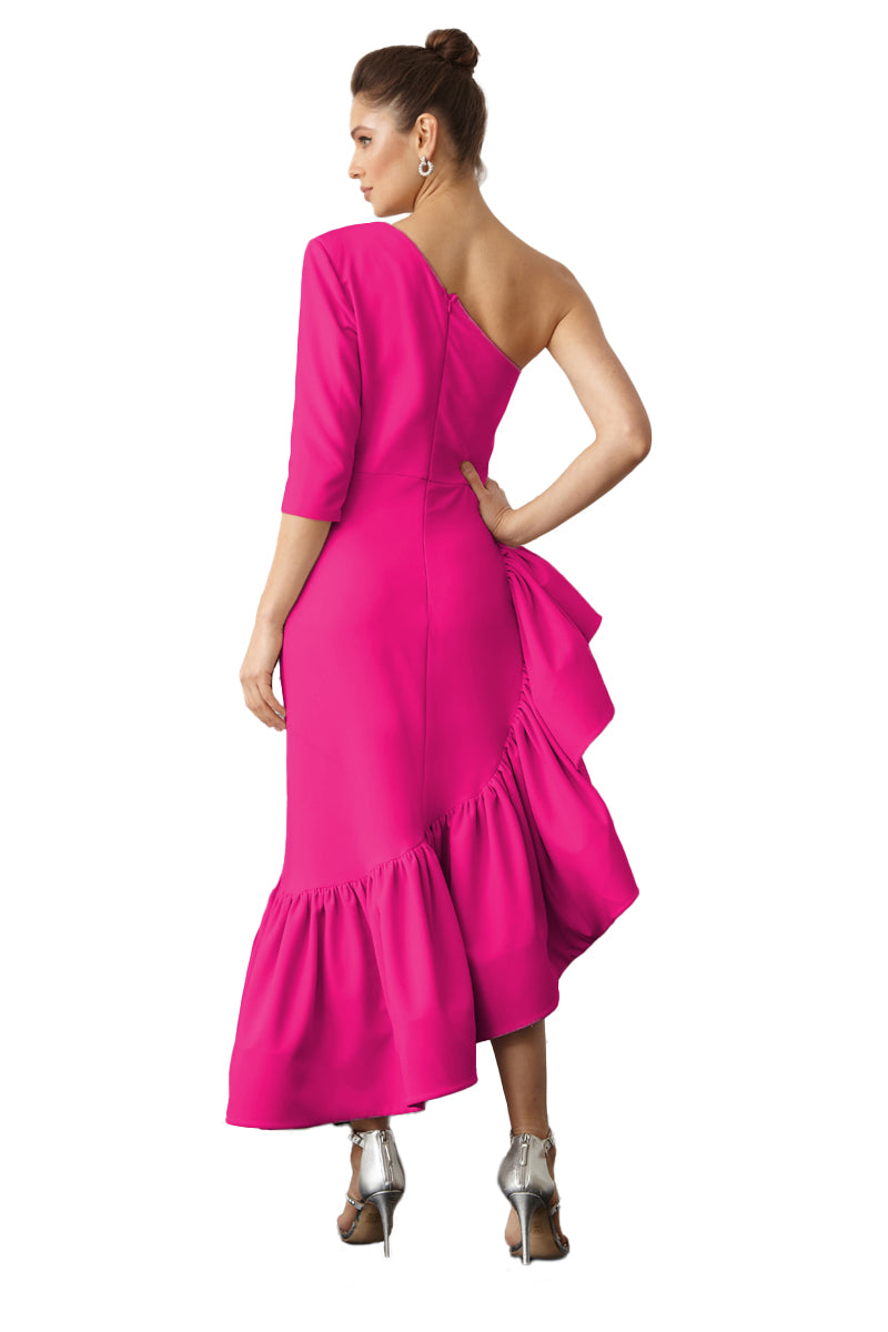 Alba Fuchsia Ruffle Tiered Hem Fuchsia Midi Dress 10 Alba Fuchsia Ruffle Tiered Hem Fuchsia Midi Dress 10