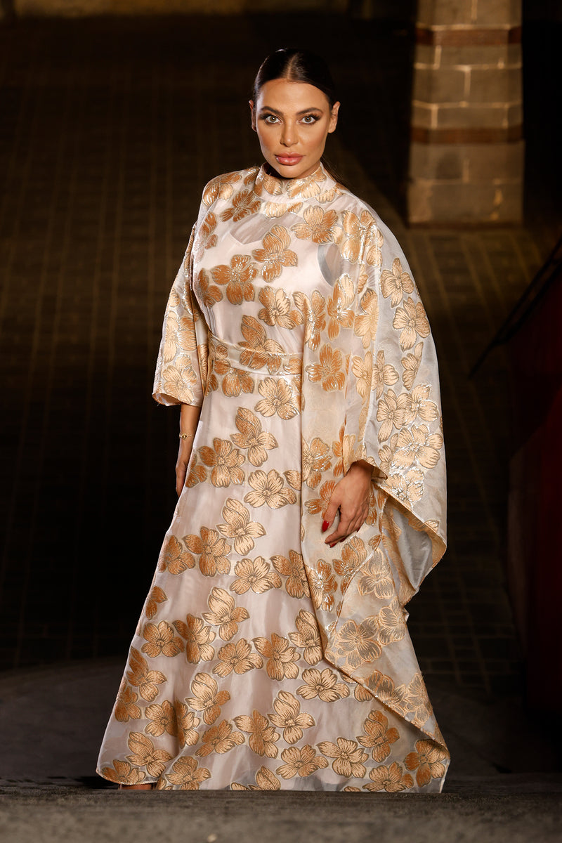 Alice Gold Floral Butterfly Caftan Dress