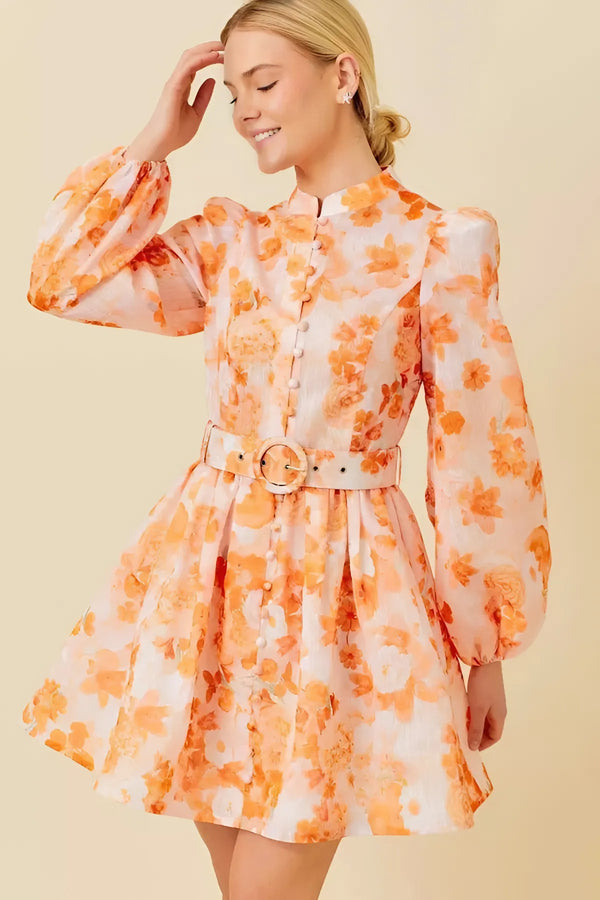 Analisa Orange Floral Dress