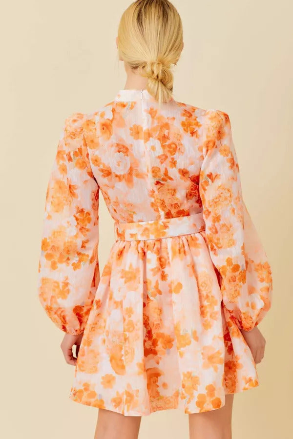 Analisa Orange Floral Dress