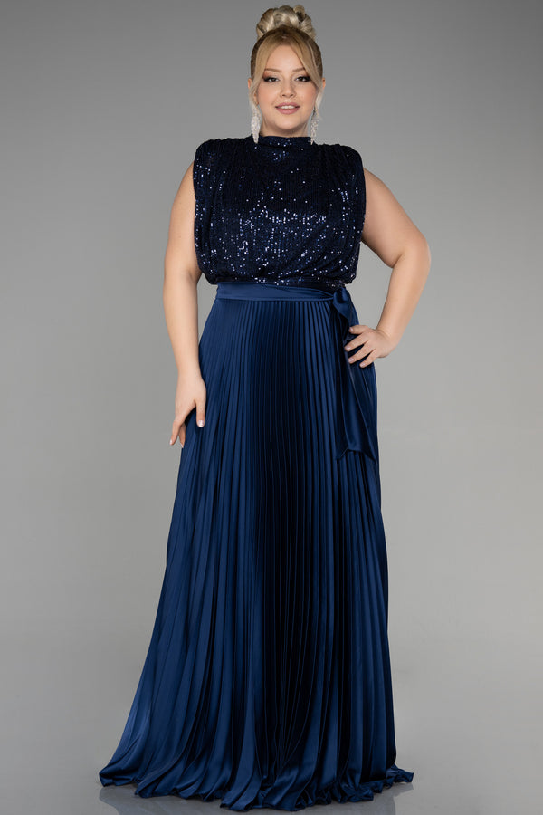 Anna Navy Sequin Sleeveless Gown