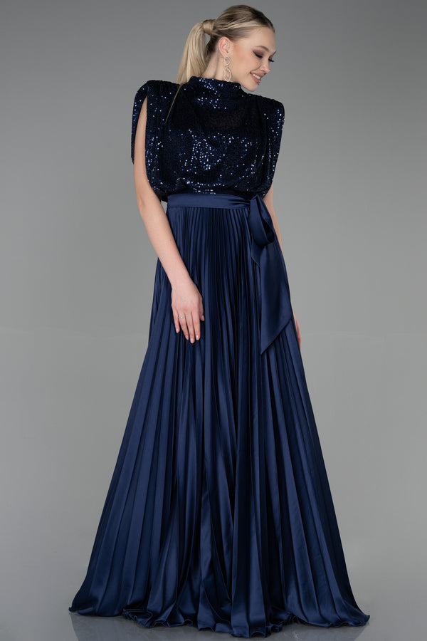 Anna Navy Sequin Sleeveless Gown