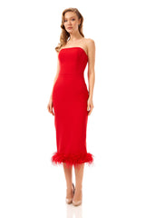 Audrey Red Feather Dress