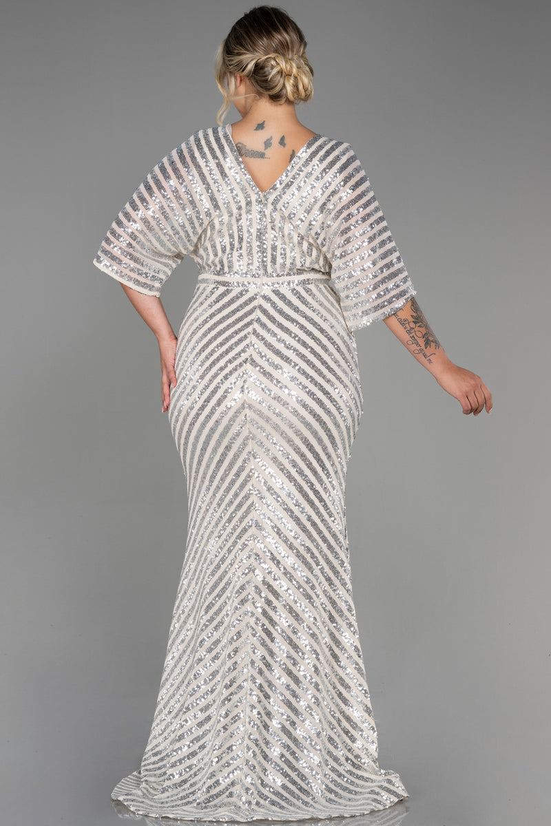 Bisan Silver Sequin Gown