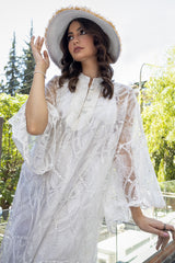 Cassandra White Feather Caftan Dress