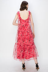 Cassia Red Floral Print Dress