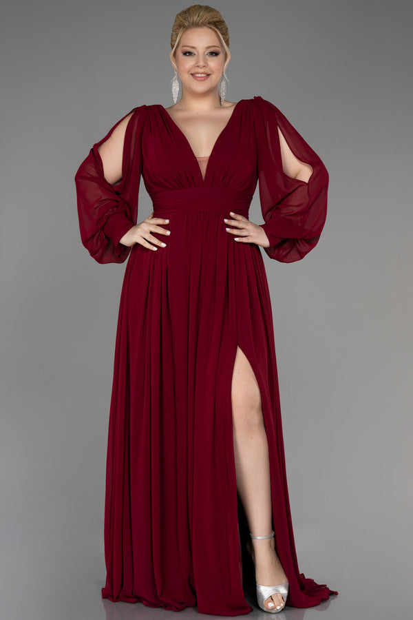 Dakota Burgundy Long Sleeves Gown