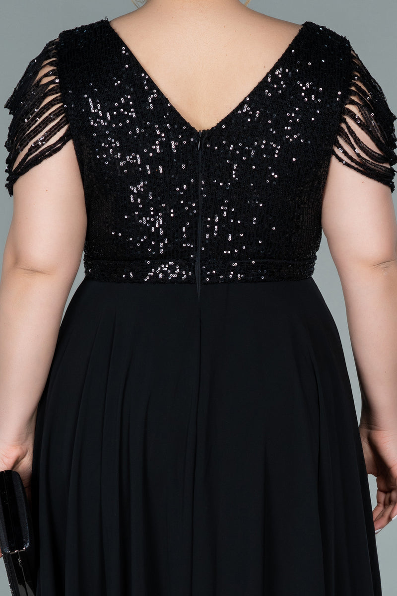 Dania Black Midi Sequin Gown